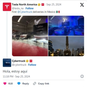 特斯拉开始在墨西哥交付Cybertruck