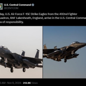 美国中央司令部：多架美国F-15E战机抵达中东