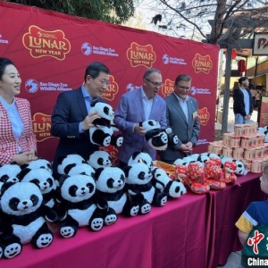 美国圣迭戈动物园在“熊猫岭”欢庆蛇年新春